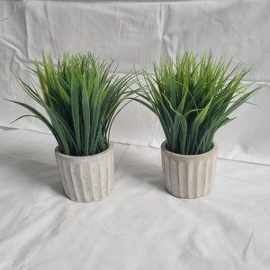 Mini Faux Plants in Concrete Look Planters